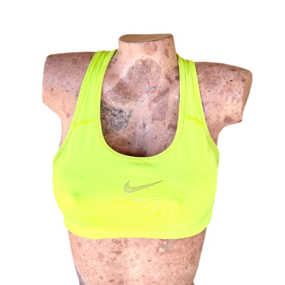 Pro Dri-Fit Womens Neon Yellow Center Swoosh Racerback Sports Bra